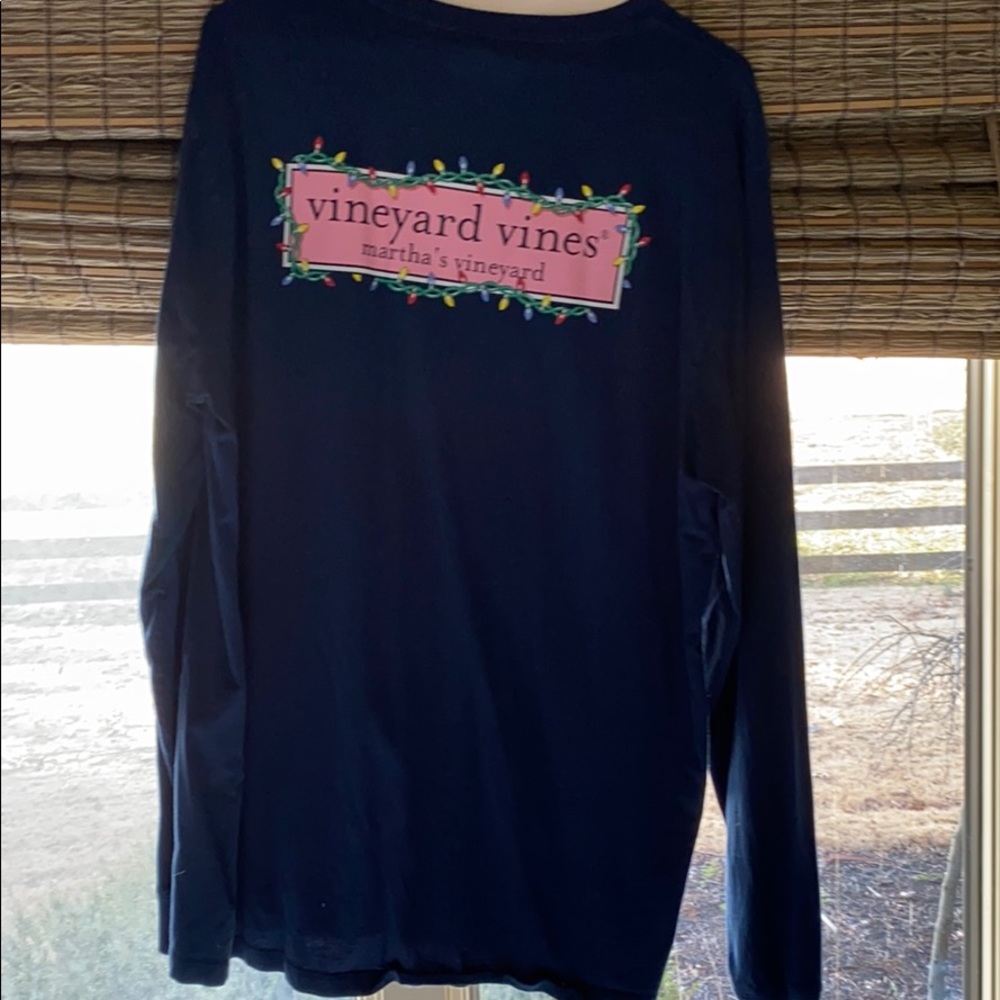 Navy Vineyard Vines Long Sleeve Pocket Tee